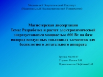 Магистерская диссертация Тема: Разработка и расчет электрохимической