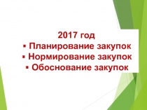 2017 год
Планирование закупок
Нормирование закупок
Обоснование закупок