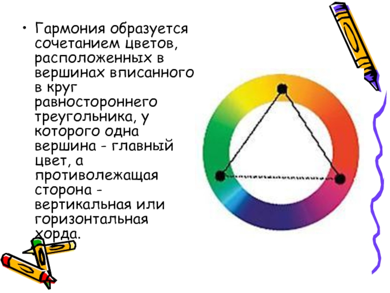 Вертикаль сторона. Цветовой круг равносторонний треугольник.