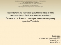 Індивідуальне науково-дослідне завдання з дисципліни: Регіонально економіка