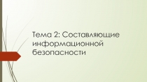 Тема 2: Составляющие информационной безопасности