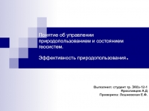 Понятие об управлении природопользованием и состоянием геосистем. Эффективность