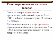 Типы неравновесия на рынке товаров