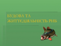 БУДОВА ТА ЖИТТЄДІЯЛЬНІСТЬ РИБ