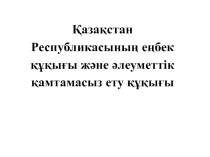 Қазақстан Республикасының еңбек құқығы және әлеуметтік қамтамасыз ету құқығы