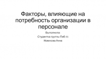 Факторы, влияющие на потребность организации в персонале