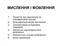 МИСЛЕННЯ І МОВЛЕННЯ
