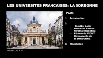 LES UNIVERSITES FRANCAISES: LA SORBONNE
GOLUBTCOVA A,