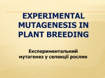 Experimental mutagenesis in plant breeding