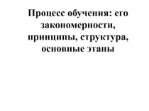 Процесс обучения: его закономерности, принципы, структура, основные этапы