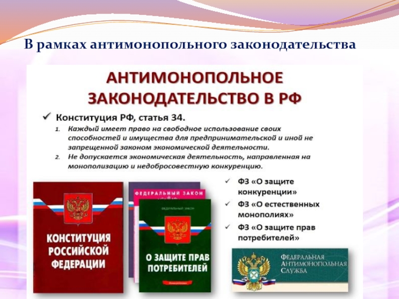 Антимонопольное законодательство в рф презентация