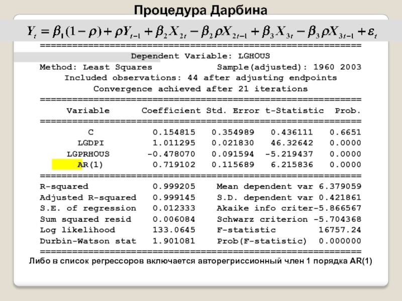 ============================================================Dependent Variable: LGHOUS