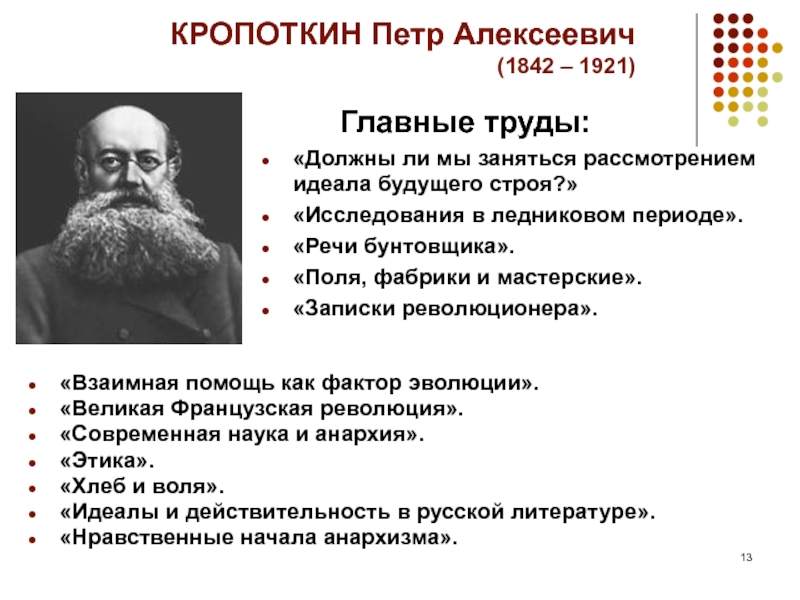 Программа кропоткина. П.А. Кропоткин (1842–1921).