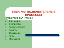 ТЕМА №2: ПОЗНАВАТЕЛЬНЫЕ ПРОЦЕССЫ