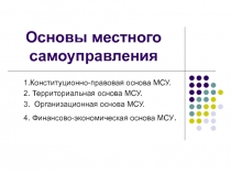 Основы местного самоуправления