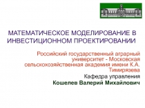 МАТЕМАТИЧЕСКОЕ МОДЕЛИРОВАНИЕ В ИНВЕСТИЦИОННОМ ПРОЕКТИРОВАНИИ