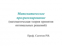 Математическое программирование (математическая теория принятия оптимальных