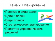 Тема 2. Планирование