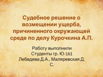 Судебное решение о возмещении ущерба, причиненного окружающей среде по делу