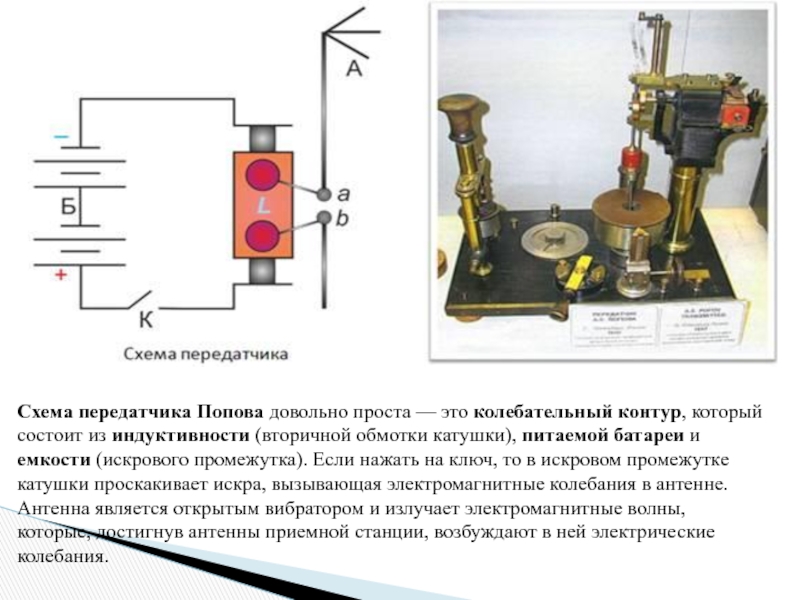 Схема радиопередатчика попова