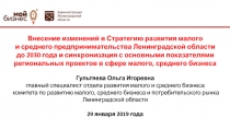 Внесение изменений в Стратегию развития малого и среднего предпринимательства