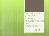 Безопасность и устойчивое развитие. Государственная политика и безопасность