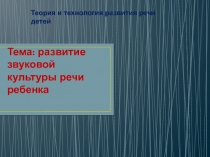 Тема: развитие звуковой культуры речи ребенка