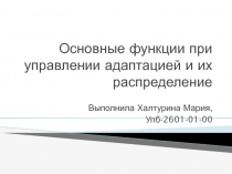 Основные функции при управлении адаптацией и их распределение