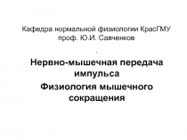 Кафедра нормальной физиологии КрасГМУ проф. Ю.И. Савченков