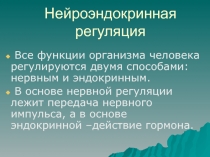 Нейроэндокринная регуляция