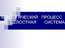 ПЕДАГОГИЧЕСКИЙ ПРОЦЕСС КАК ЦЕЛОСТНАЯ СИСТЕМА