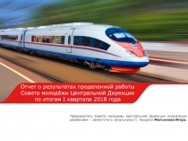 Председатель Совета молодежи Центральной Д ирекции управления движением –