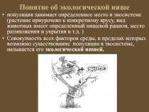 Понятие об экологической нише
