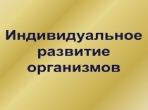 Индивидуальное
развитие
организмов