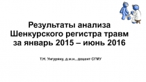 Результаты анализа Шенкурского регистра травм за январь 2015 – июнь 2016