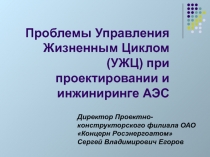 Проблемы Управления Жизненным Циклом (УЖЦ) при проектировании и инжиниринге АЭС