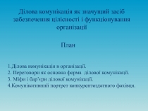 1.Ділова комунікація в організації.
2. Переговори як основна форма ділової