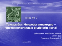 СӨЖ № 2 Тақырыбы: Микроорганизимдер – биотехнологиялық өндірістің негізі