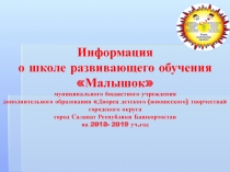 Информация о школе развивающего обучения Малышок м униципального бюджетного