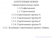 ПАТОГЕННЫЕ КОККИ
Грамположительные кокки.
1.1.Стафилококки
1.2