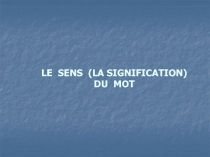 LE SENS (LA SIGNIFICATION) DU MOT