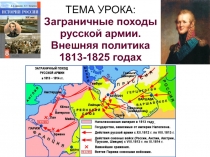 ТЕМА УРОКА:
Заграничные походы русской армии. Внешняя политика 1813-1825 годах