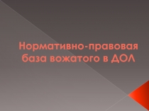 Нормативно-правовая база вожатого в ДОЛ