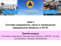 ТЕМА 5
Система управления, связи и оповещения гражданской обороны и РСЧС
Второй