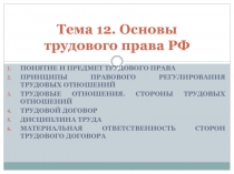 Тема 12. Основы трудового права РФ