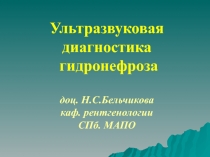 Ультразвуковая диагностика гидронефроза доц. Н.С.Бельчикова каф. рентгенологии