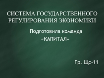Подготовила команда
КАПИТАЛ
Гр. Щс-11
СИСТЕМА ГОСУДАРСТВЕННОГО РЕГУЛИРОВАНИЯ