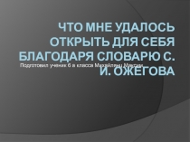 Что мне удалось открыть для себя благодаря словарю С.И. Ожегова