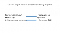 Основные противоречия существующего миропорядка:
Постиндустриальный
