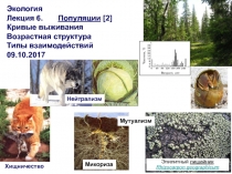 Экология
Лекция 6. Популяции [ 2 ]
Кривые выживания
Возрастная структура
Типы